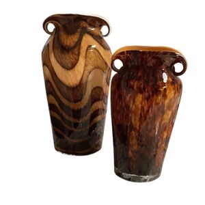 Artisan Brown Glass Vases Set